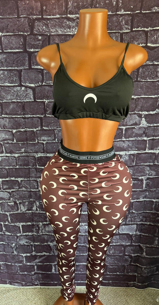 2 PIECE BROWN PANTS MOON SET