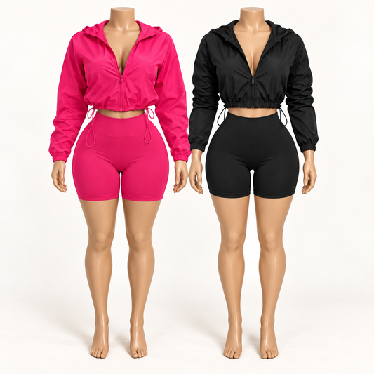 Cute on the Move Zip Jacket & Shorts Set