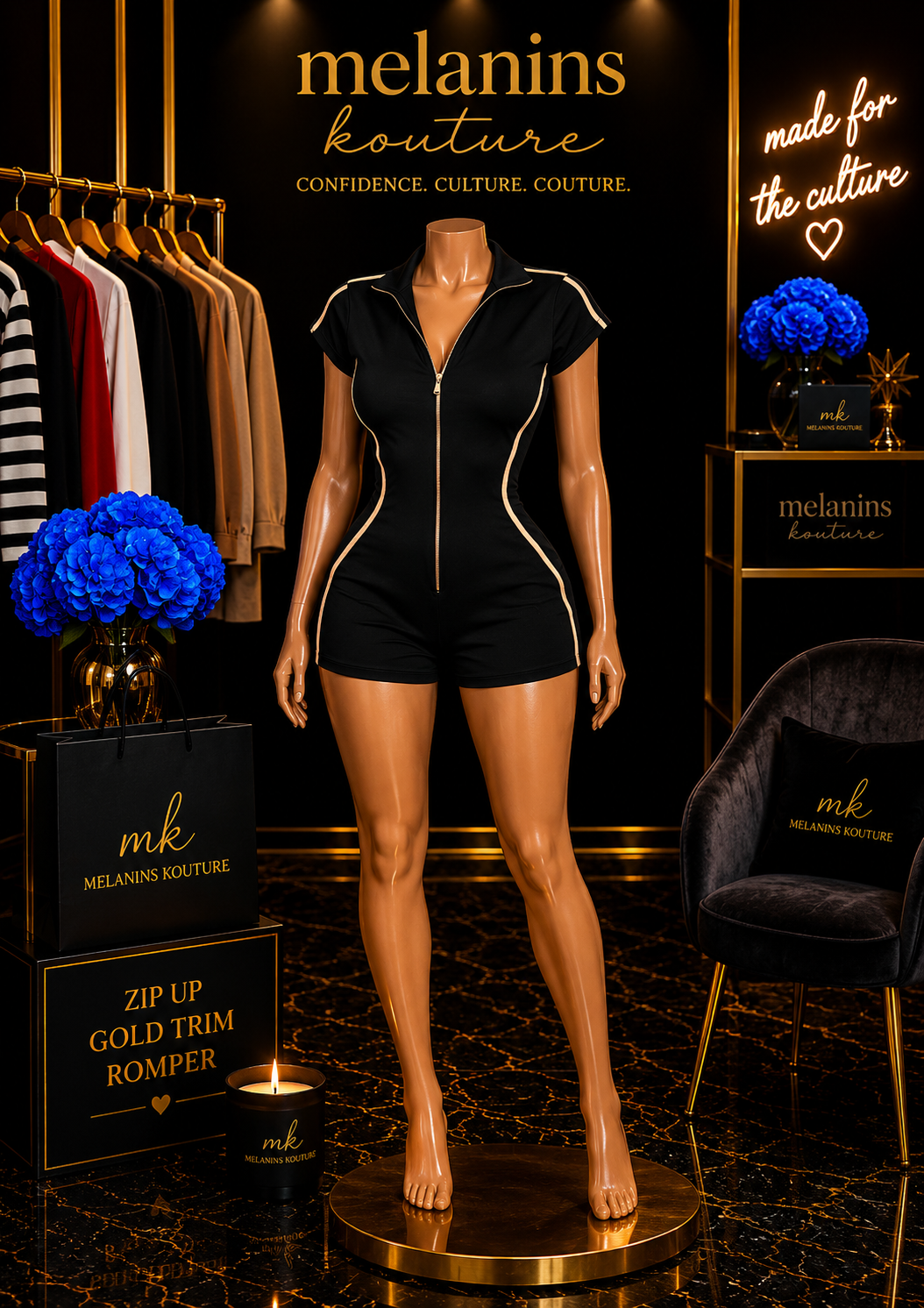 GOLD ZIP FRONT JUMPSUIT