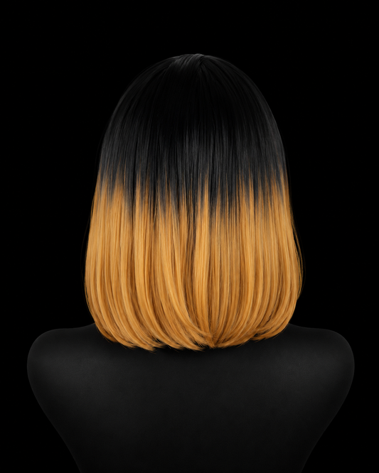 Black roots ends 30 ( 12in Bob ) Straight 13x4  Full Frontal Wig